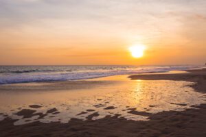 Landscape of sunset on paradise tropical beach in Sri Lanka