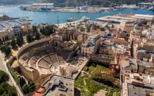Aerial view of Roman Theatre in Cartagena