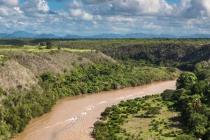 Tropical river Chavon, Dominican Republic. view from top