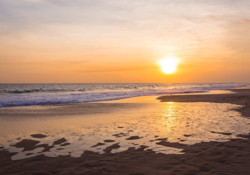Landscape of sunset on paradise tropical beach in Sri Lanka
