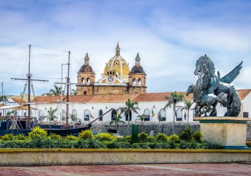 Pegasus Statues, San Pedro Claver church Domes and Ship - Cartag